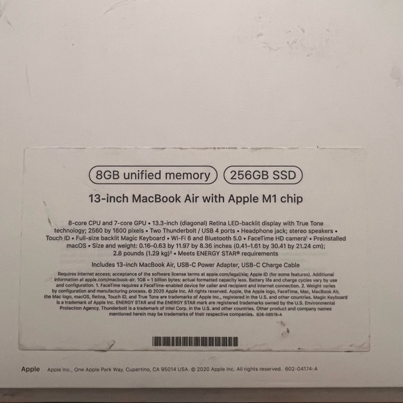 13.3-inch 2020 MacBook Air M1 Chip 8GB 256 SSD comes with box. Rose gold. - Picture 4 of 5